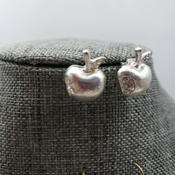 Set of TWO Apple Pierced Earrings - 1 925 Sterling - Picture 6 of 9